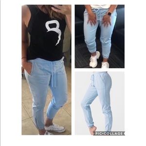 Zyia Sky Blue Peak Zipper Joggers